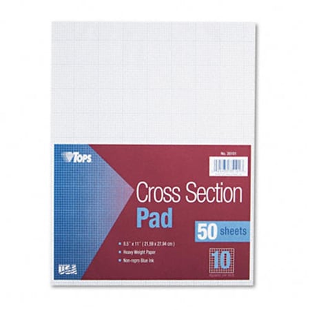 Tops Section Pads w/10 Squares Quadrille Rule Ltr White 50 Sheets/Pad 35101