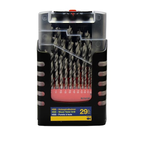 Fisch HSS Wood Brad Drill 29Pcs Set Incl. 1/16-1/2 in Dia 013G0029K01