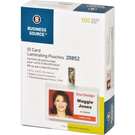 Business Source Government ID Laminating Pouches, No Color, 100PK BSN20852