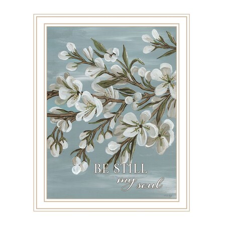 Homeroots Spring Be Still White Framed Print Wall Art 529688