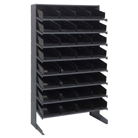 Quantum Storage Systems SINGLE SIDED PICK RACK W/32 BLACK BINS QPRS-108BK