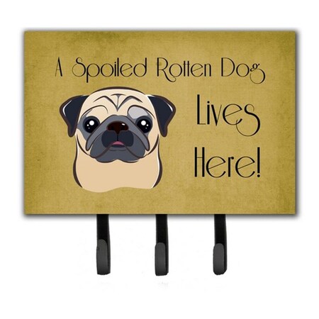 Carolines Treasures Fawn Pug Spoiled Dog Lives Here Leash and Key Holder BB1510TH68
