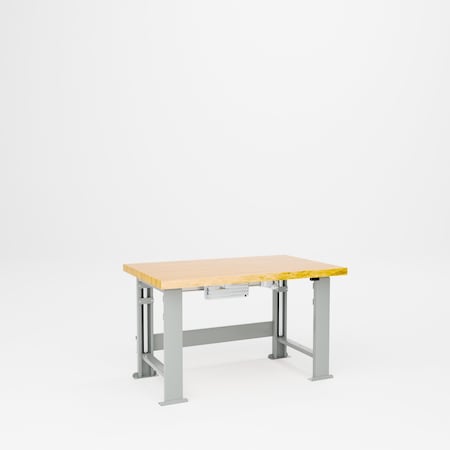Pucel Hardwood Top Hydraulic Bench, Electric, 30 in W x 48 in D x 29 in-45 in H, Light Blue HBW-3048-E16