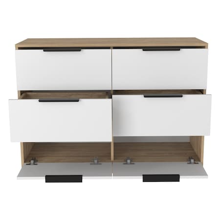 Homeroots 42" White and Natural Six Drawer Double Dresser 544053