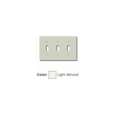 Leviton Switch Wallplate, Standard Size, Gang 3, Light Almond 78011