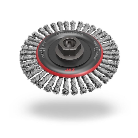 Jaz Stringer Bead Twist Knot Wheel, 4-1/2in, Stainless Steel, 5/8in-11 A.H 48382P