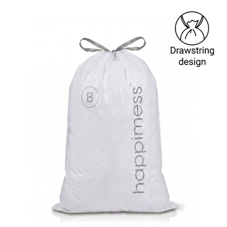 Happimess 5.3-Gallon 20L Drawstring Unscented Trash Can Liner, Clear, 20-Count, 1 Pack of 20 Liners HPM3000B-C-1SET