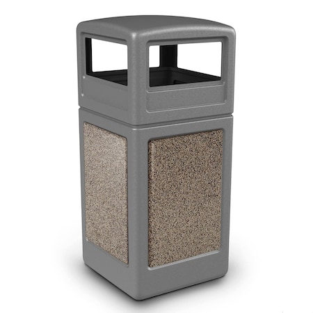 Commercial Zone Products 42-gallon StoneTec Square Dome-Lid, Gray w/ Riverstone 720445K