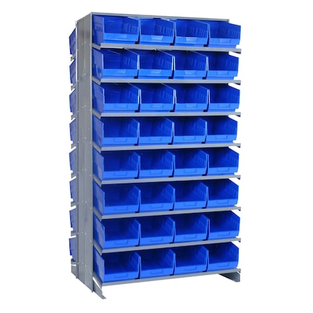 Quantum Storage Systems DOUBLE SIDED PICK RACK W/64 BLUE BINS QPRD-208BL