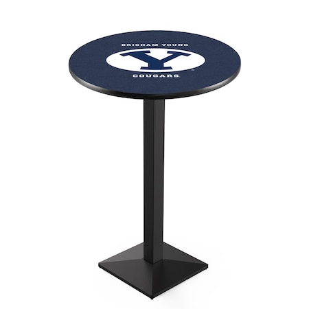 Holland Bar Stool Co 36" Blk Wrinkle Brigham Young Pub Table, 36" dia. Top L217B3636BrigYn