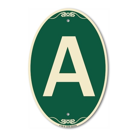 Signmission Letter A, 12 Inch X 18 Inch Architectural Oval, Heavy Gauge Aluminum A-OV-G-1218-22964