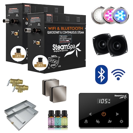 Steamspa 18KW Steam Bath Generator, Fully Wireless Remote, BLUETOOTH, WIFI, Auto Drain, Brushed Nickel BKWS1800BN-A