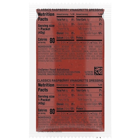 Hellmanns Classics Raspberry Vinaigrette Salad Dressing Portion Control Sachets, 1.5 ounce, 102PK 48001007949