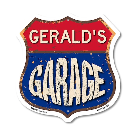 Signmission Gerald's Garage, 18 Inch X 18 Inch, Plastic Sign SHI-P-18-383-GERALD