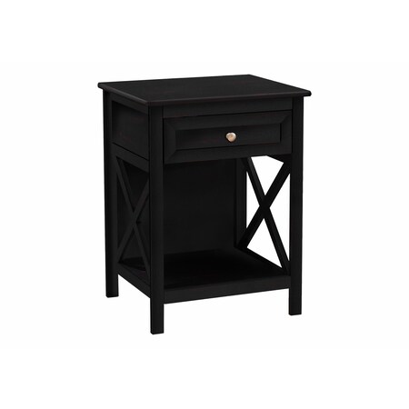 Monarch Specialties Accent Table, Side Table, 2 Tier, Bedroom, Nightstand, Black Veneer, Transitional I 3986
