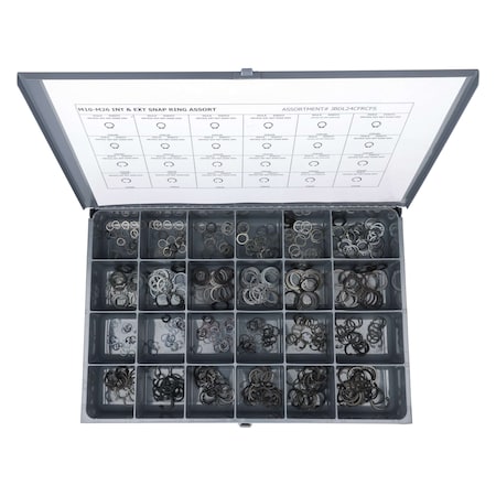 Zoro Select External Retaining Ring Assortment, Steel, Phosphate Finish JBDLERCR24