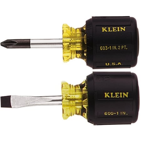 Klein Tools Screwdriver Set, Stubby Slotted and Phillips, 2-Piece 85071