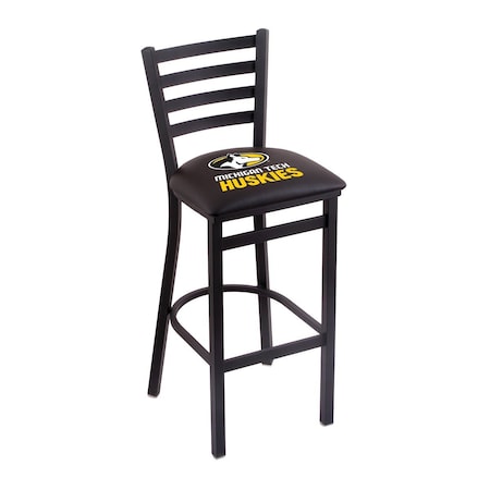 Holland Bar Stool Co 30" Blk Wrinkle Michigan Tech Stationary Bar Stool, Ladder Back L00430MITech