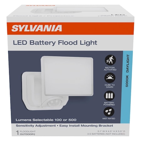 Ledvance/ Sylvania Motion-Sensing Battery Powered LED White Security Floodlight 66947
