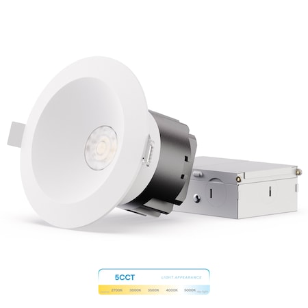 Infibrite 4 In 15W 5CCT Color Selectable LED Recessed Downlight, 1500 Lumens, 0-10V Dimmable, 120-277V IB-023-8-12W-WH-10V