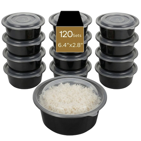 Eco Harmony Products Microwaveable Heavy Duty Round Bowl, Vented Clear Lid, 24oz, 120PK 804520