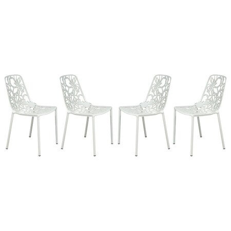 Leisuremod Modern Devon Aluminum Chair, White, 4PK DC23W4