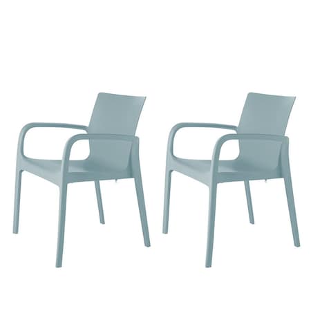 Homeroots Set of Two Baby Blue Heavy Duty Plastic Outdoor Stacking Dining Chairs, 2PK 565195