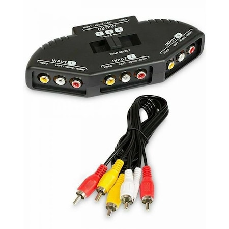 Sanoxy Black 3 Port AV Composite RCA Selector Box Switch Splitter SANOXY-CABLE39