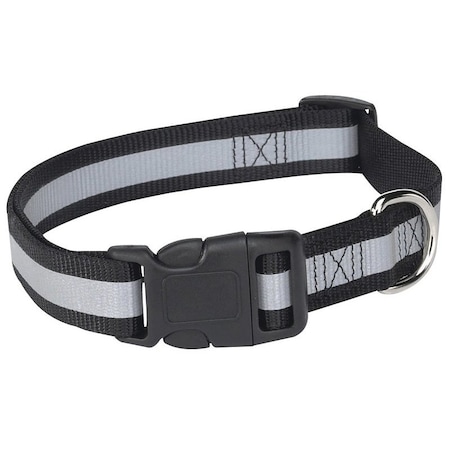 Guardian Gear Dog Collar, 6 to 10 in L Collar, 3/8 in W Collar, Nylon, Black, Reflective Taping ZA984 06 17