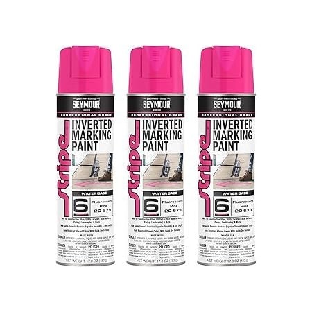 Seymour Midwest Stripe 6-Series Inverted Ground Marking Paint, Fluorescent Hot Pink net 17oz., 3PK 20679-3