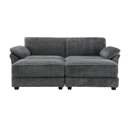 Homeroots 55" Gray Fabric Modular Sleeper Sofa With Ottoman 568278