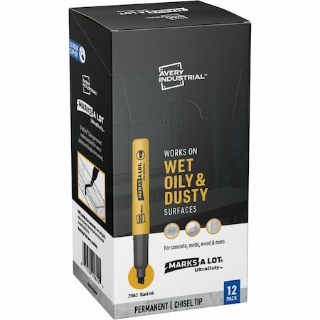 Avery Marks A Lot Avery Ultra Duty Marks-A-Lot Permanent Markers - 0.5 mm Chisel Marker Point - Black Ink, 6PK 29842