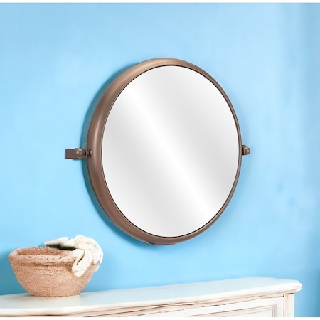 Homeroots Industrial Gold Round Mirror 391670