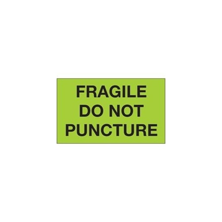 Bubblefast 3 x 5'' - ''Fragile - Do Not Puncture'' Fluorescent Green Labels BFDL1197