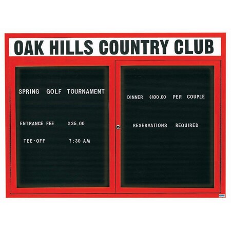 Aarco Illuminated Enclosed Letter Board Directory w/ Powder Coated Red Al Frame and Header, 48''Hx60''W ADC4860HIR