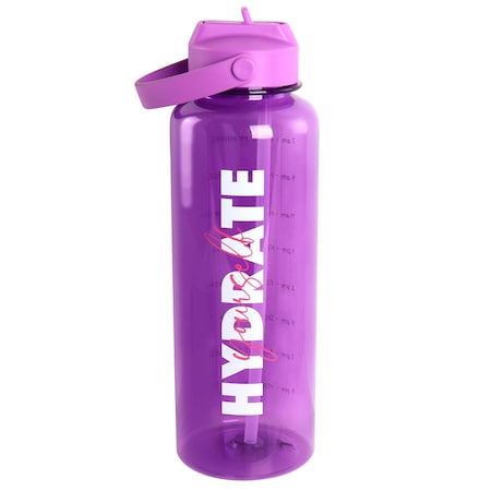 Gibson Home Brever 50oz Hydrate Yourself Hourly Motivation Water Bottle in Purple 136614.01PUR