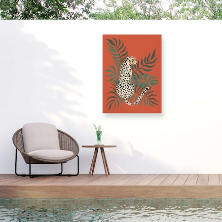 Trademark Fine Art Outdoor Canvas Art Yvette St. Amant Sitting Cheetah Wall Art for Patios, or Gardens WAP33148-OC3547WR
