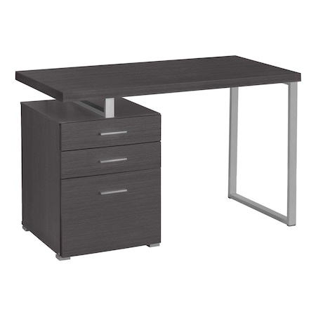 Homeroots 47" Gray and Silver Computer Desk With Three Drawers 333524