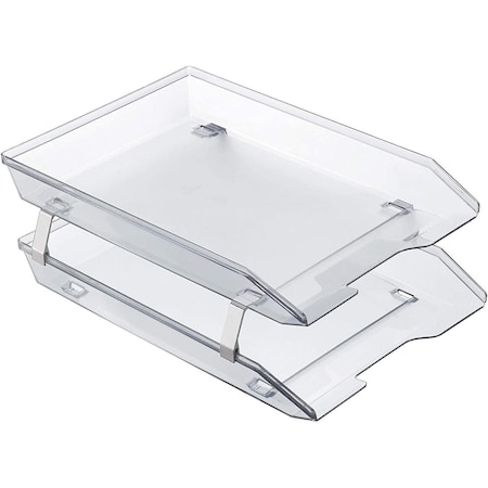 Acrimet Facility 2 Tier Letter Tray Front Load Letter Size Desktop File Organizer Plastic Crystal 263.3