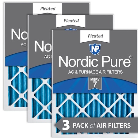 Nordic Pure 10x20x2 Pleated Air Filter, High Capacity, Electrostatically Charged Synthetic Media, MERV 7, 3 PK 10x20x2M7-3