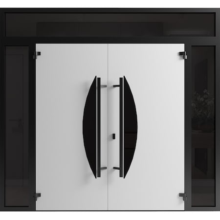 Vdomdoors Front Exterior Prehung Aluminum Double Doors Ronex1077 Teak 2 Sidelights and Top Transom Mirrored RONEX1077DEXD-OAK-W16+72+16xH80+14-RH-I