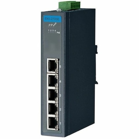 Advantech 4FE PoE+1GE, Unmanaged Ethernet Switch, IEEE802.3af/at, 24 to 48VDC EKI-2705E-1GPI-AU