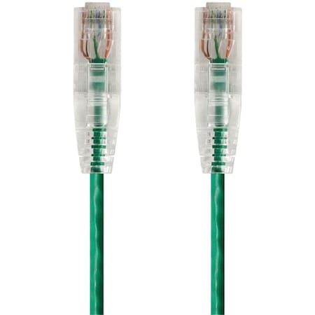 Monoprice Slim Cat6 Utp Network Cable, 2 ft.Green 14804