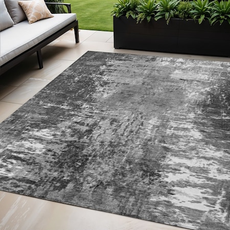 Homeroots 5' X 8' Gray Charcoal And Silver Abstract Washable Indoor Outdoor Area Rug 582921