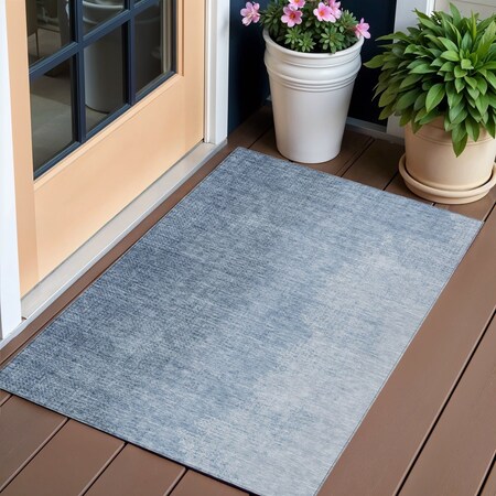 Homeroots 3' X 5' Navy Blue And Sky Blue Abstract Washable Indoor Outdoor Area Rug 588214