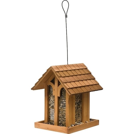 Perky-Pet Wild Bird Feeder, Mountain Chapel, 35 lb, Fir Wood, 1323 in H, Pole Mounting 50172