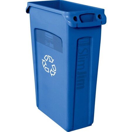 Rubbermaid Commercial Rubbermaid Slim Jim Vented Recycling Can, 23 Gallon, Blue FG354007BLUE*