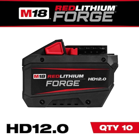 Milwaukee Tool Cordless Battery, 12 Ah, Li-Ion, 18V DC 48-11-1814