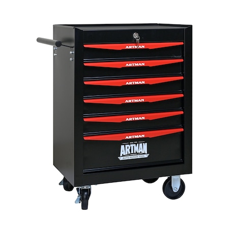 Wrightmaster 21 in. W x 13 in. D 6-Drawers Metal Roller Cabinet Tool Chest in Black ZR-245233
