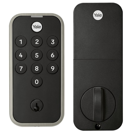 Yale Code Series Keypad Lock, Grade 3 Grade, Keyed Different Key, Metal, Satin Nickel, KW1 Keyway YED210-NR-619
